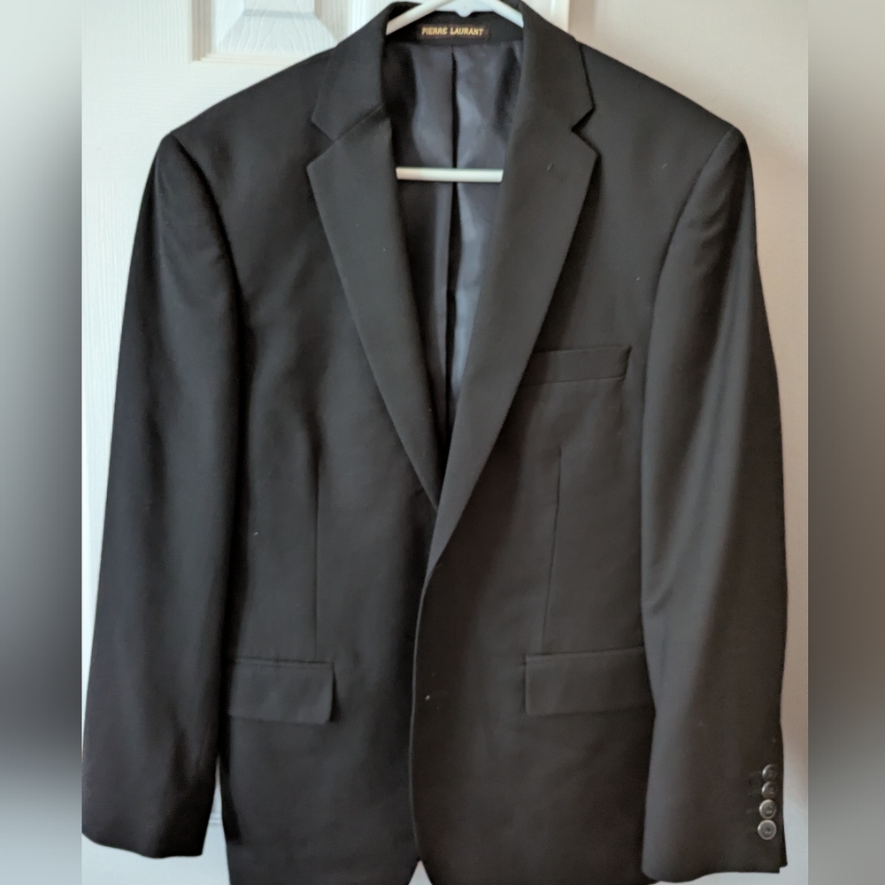 Pierre Laurant, Mens Suit Jacket, Black, Slim Small